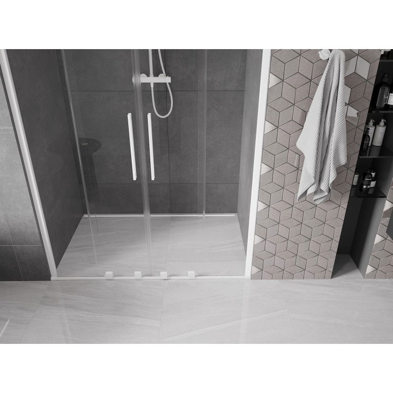 Mexen Velar Duo sliding shower doors 160 cm, transparent, white - 871-160-000-02-20