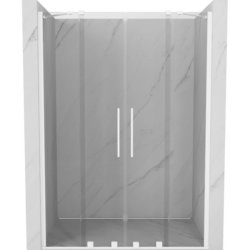 Mexen Velar Duo 150 cm Sliding Shower Door, Transparent, White - 871-150-000-02-20