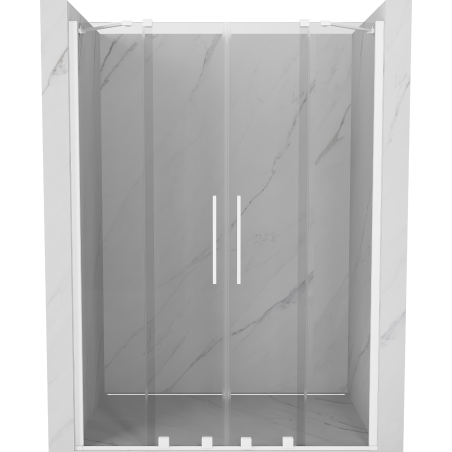 Mexen Velar Duo 150 cm Sliding Shower Door, Transparent, White - 871-150-000-02-20