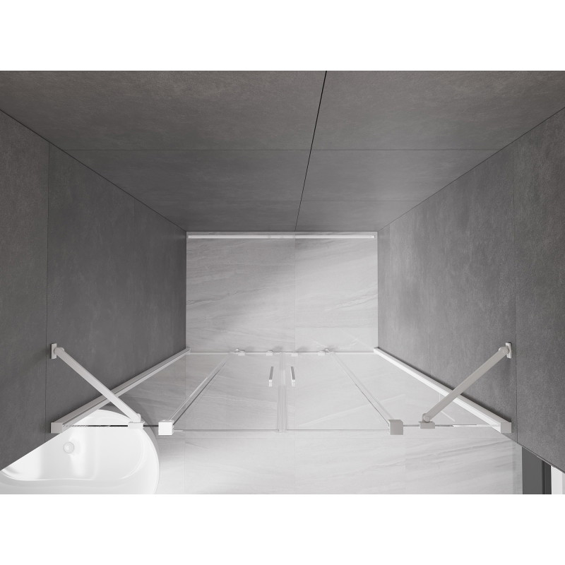 Mexen Velar Duo 150 cm Sliding Shower Door, Transparent, White - 871-150-000-02-20