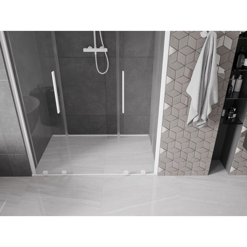 Mexen Velar Duo sliding shower doors 140 cm, transparent, white - 871-140-000-02-20