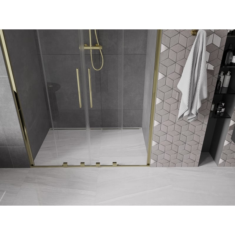 Mexen Velar Duo sliding shower doors 140 cm, transparent, gold - 871-140-000-02-50