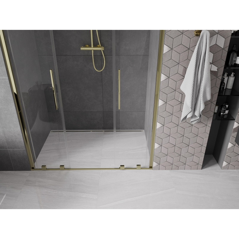 Mexen Velar Duo sliding shower doors 140 cm, transparent, gold - 871-140-000-02-50