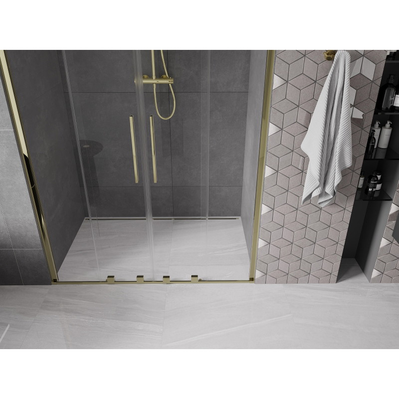 Mexen Velar Duo 150 cm Sliding Shower Doors, Transparent, Gold - 871-150-000-02-50