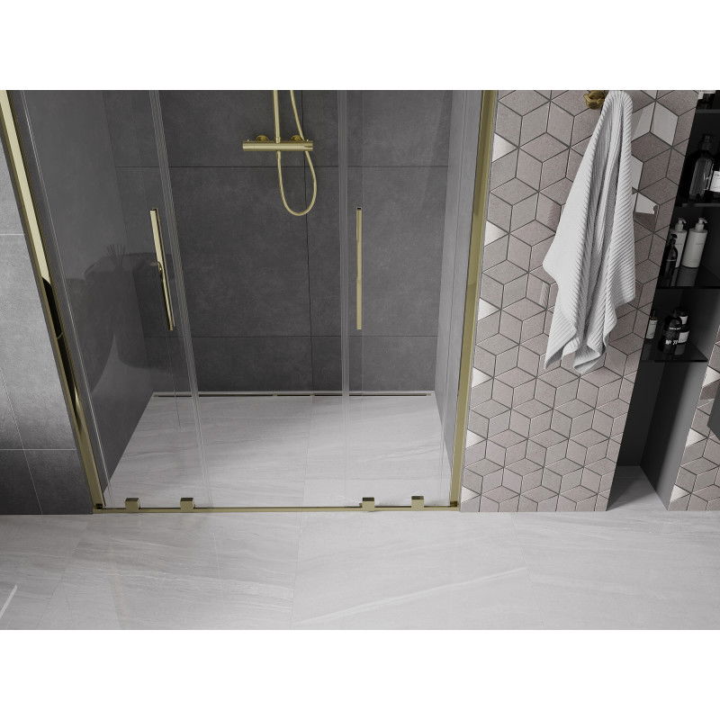 Mexen Velar Duo Sliding Shower Doors 160 cm, Transparent, Gold - 871-160-000-02-50