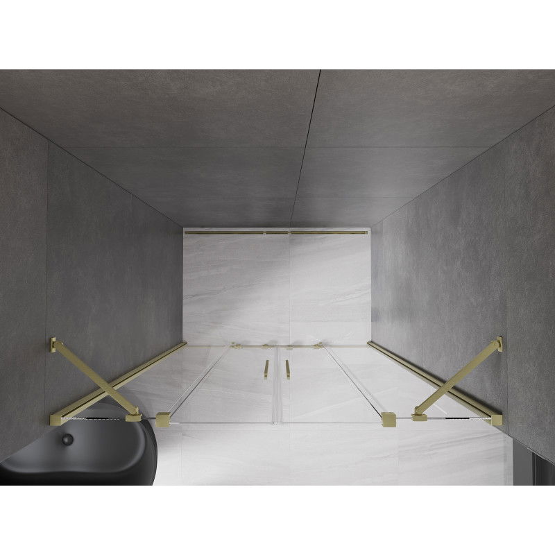 Mexen Velar Duo sliding shower door 140 cm, transparent, brushed gold - 871-140-000-02-55