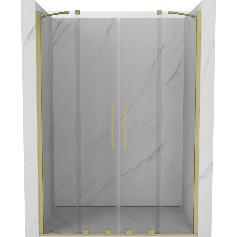 Mexen Velar Duo 150 cm Sliding Shower Door, Transparent, Brushed Gold - 871-150-000-02-55