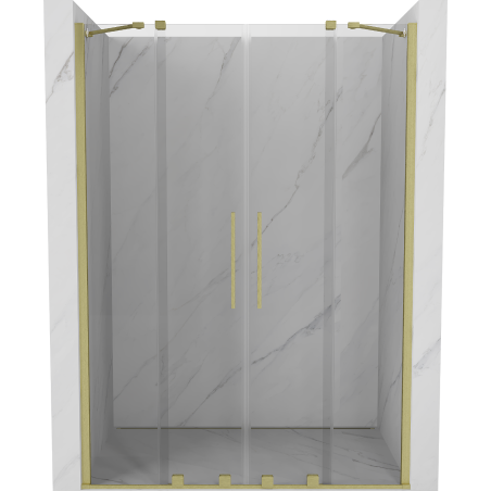 Mexen Velar Duo 150 cm Sliding Shower Door, Transparent, Brushed Gold - 871-150-000-02-55