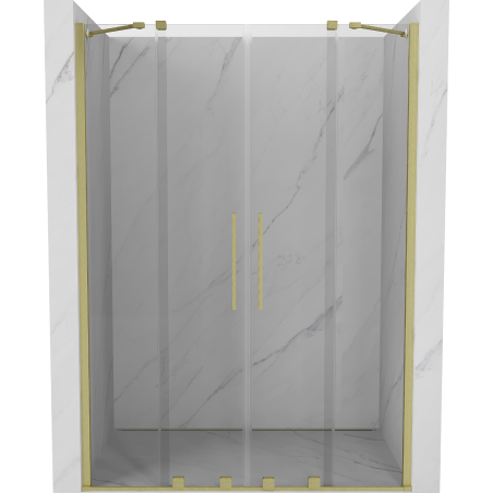 Mexen Velar Duo Sliding Shower Doors 150 cm, Transparent, Brushed Gold - 871-150-000-02-55