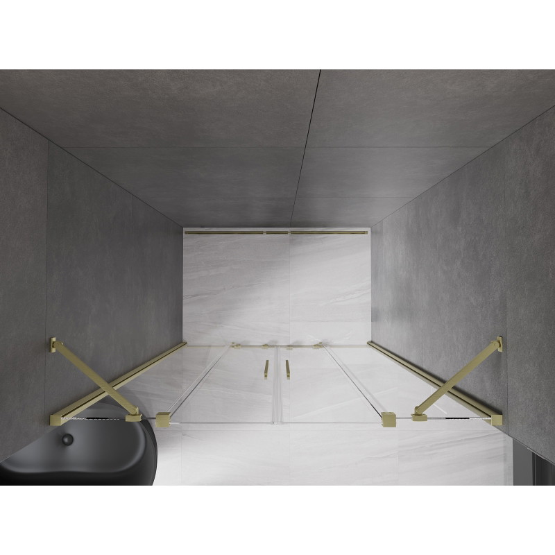 Mexen Velar Duo Sliding Shower Doors 150 cm, Transparent, Brushed Gold - 871-150-000-02-55