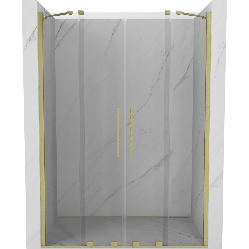 Mexen Velar Duo sliding shower door 160 cm, transparent, brushed gold - 871-160-000-02-55