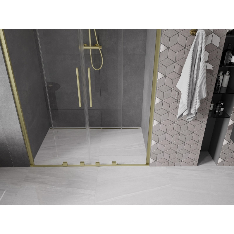 Mexen Velar Duo sliding shower doors 160 cm, transparent, brushed gold - 871-160-000-02-55