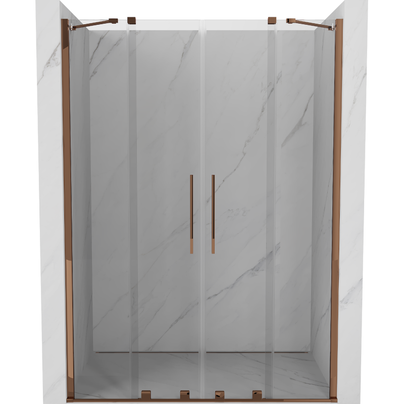 Mexen Velar Duo sliding shower door 140 cm, transparent, Rose gold - 871-140-000-02-60