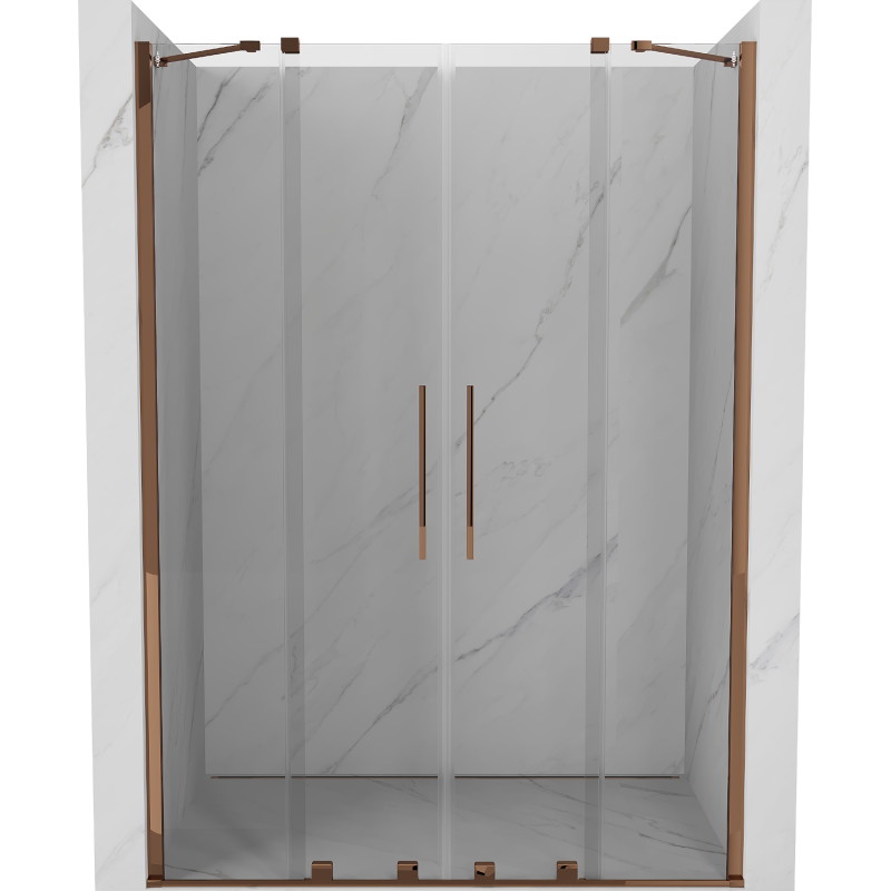 Mexen Velar Duo Sliding Shower Doors 140 cm, Transparent, Rose Gold - 871-140-000-02-60