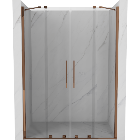 Mexen Velar Duo sliding shower door 140 cm, transparent, Rose gold - 871-140-000-02-60