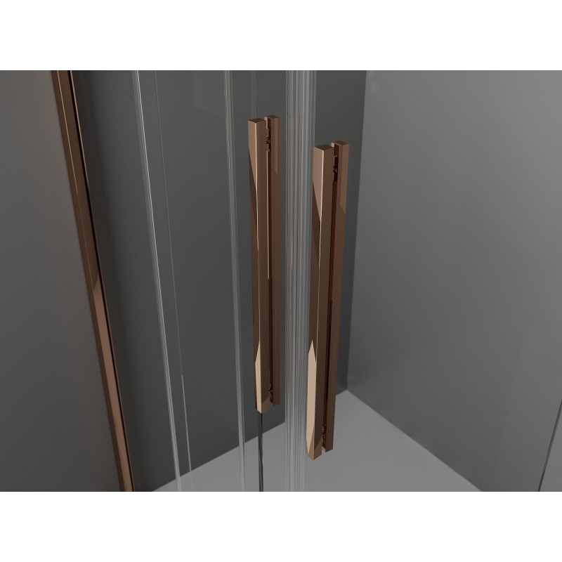Mexen Velar Duo Sliding Shower Doors 140 cm, Transparent, Rose Gold - 871-140-000-02-60