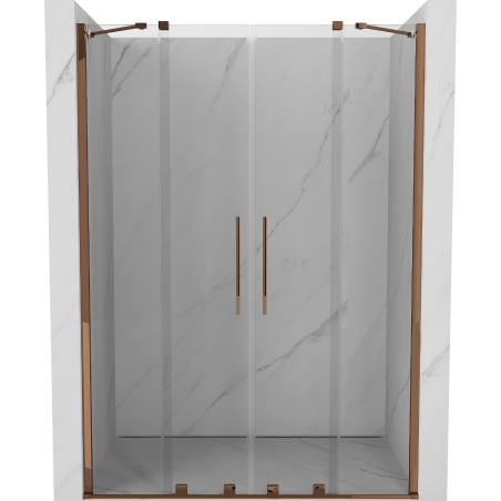 Mexen Velar Duo 160 cm Sliding Shower Door, Transparent, Rose Gold - 871-160-000-02-60