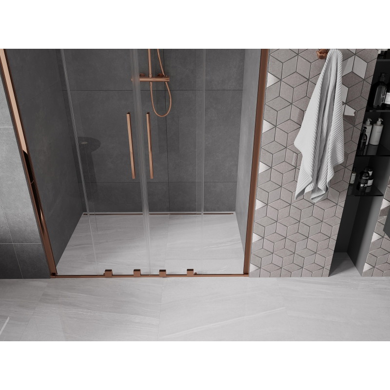 Mexen Velar Duo Sliding Shower Doors 160 cm, Transparent, Rose Gold - 871-160-000-02-60