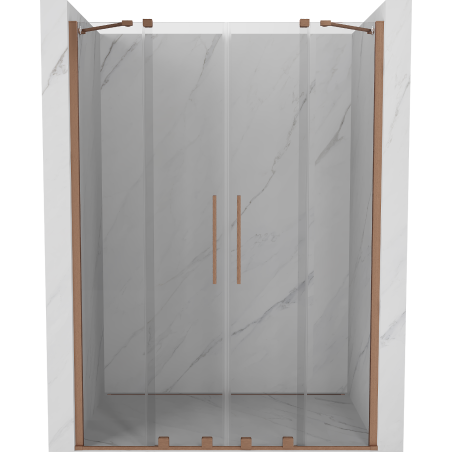 Mexen Velar Duo Sliding Shower Doors 140 cm, Transparent, Brushed Copper - 871-140-000-02-65