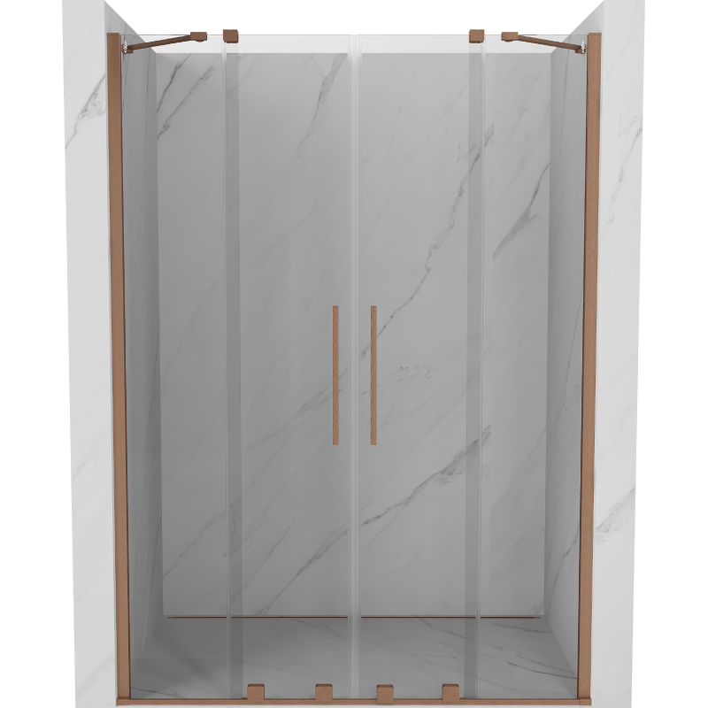 Mexen Velar Duo sliding shower door 150 cm, transparent, brushed copper - 871-150-000-02-65