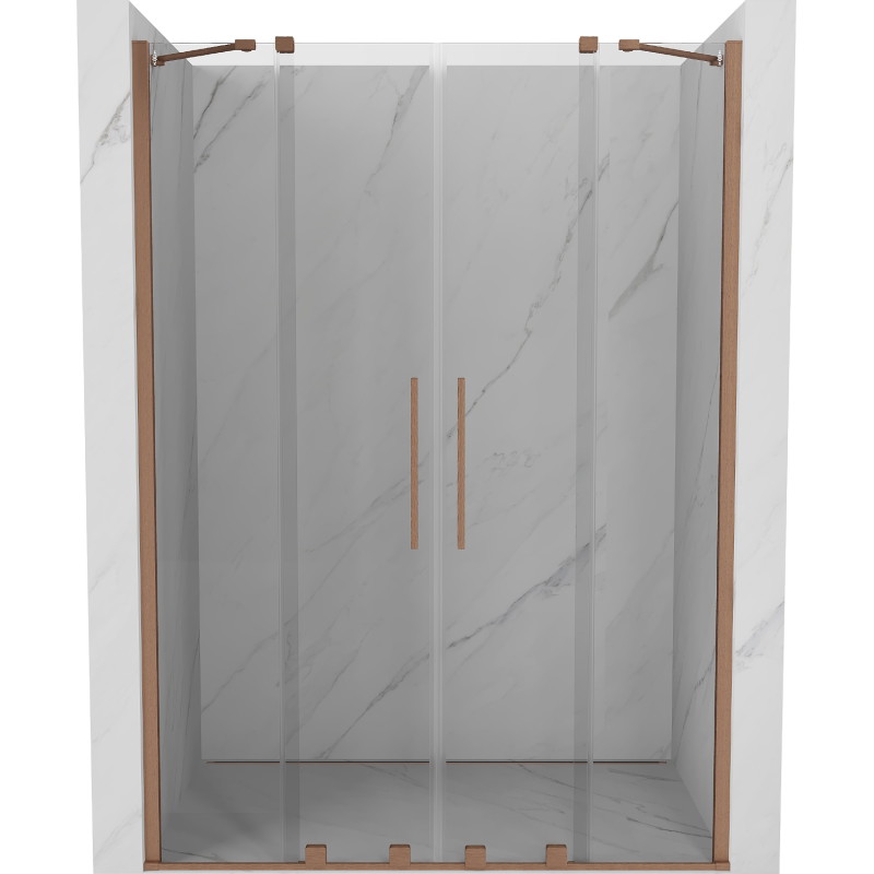 Mexen Velar Duo sliding shower doors 150 cm, transparent, brushed copper - 871-150-000-02-65