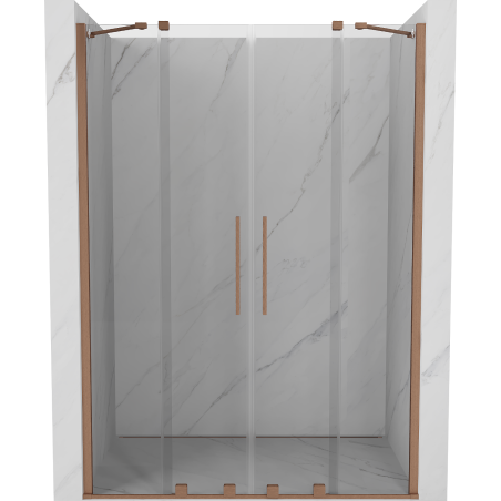 Mexen Velar Duo sliding shower door 150 cm, transparent, brushed copper - 871-150-000-02-65