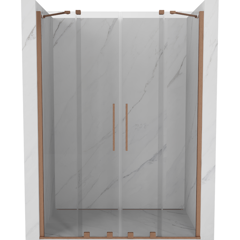 Mexen Velar Duo sliding shower door 160 cm, transparent, brushed copper - 871-160-000-02-65