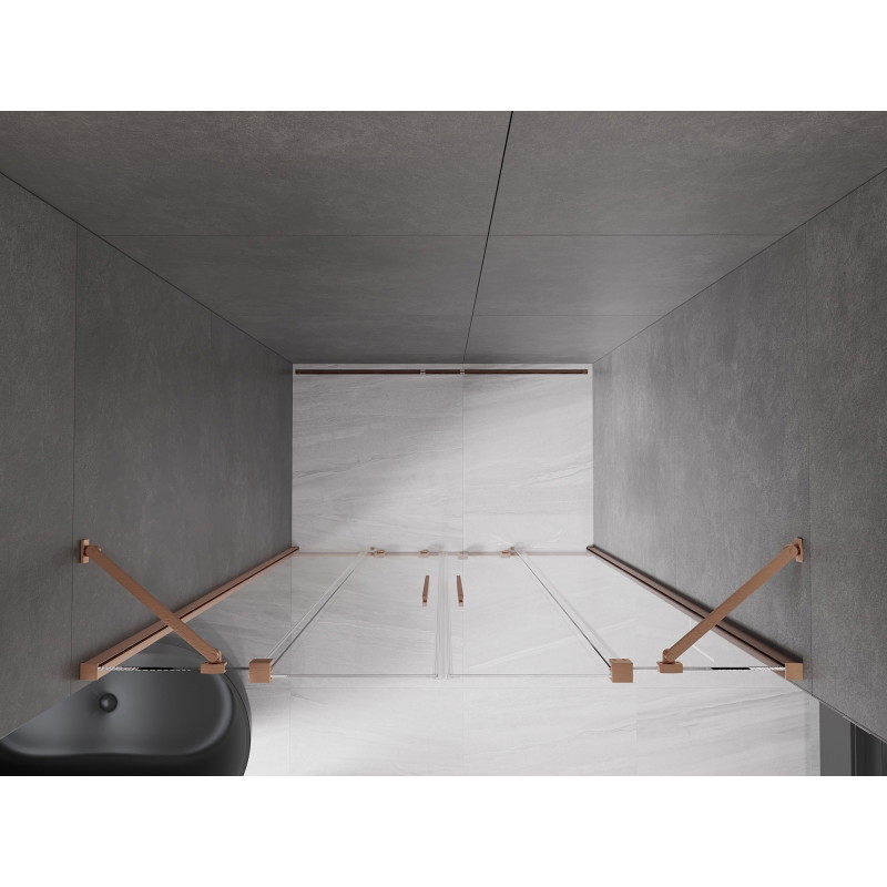 Mexen Velar Duo Sliding Shower Doors 160 cm, Transparent, Brushed Copper - 871-160-000-02-65