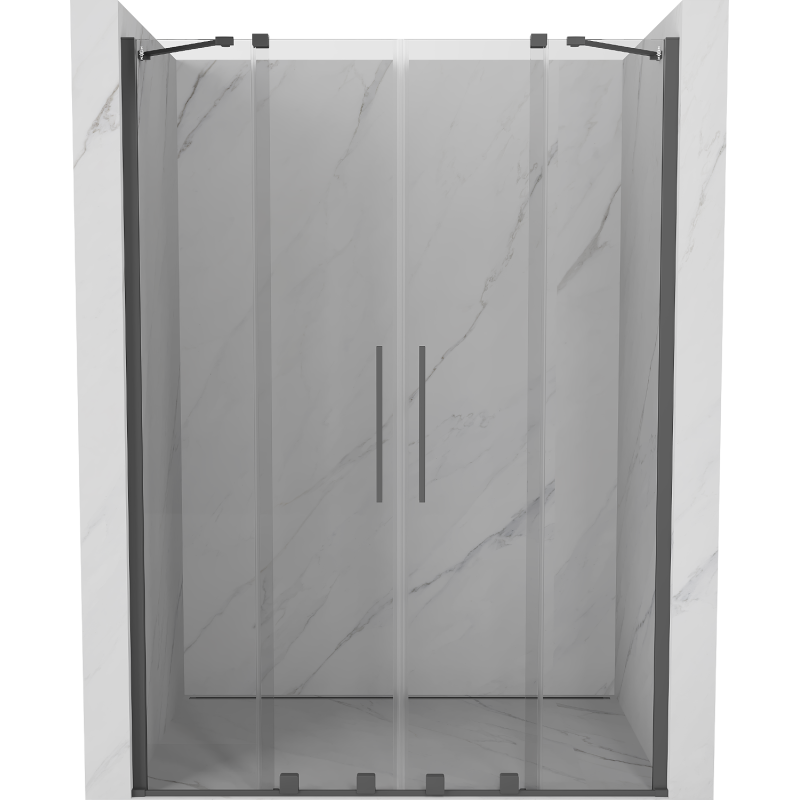 Mexen Velar Duo sliding shower door 140 cm, transparent, brushed gun gray - 871-140-000-02-66