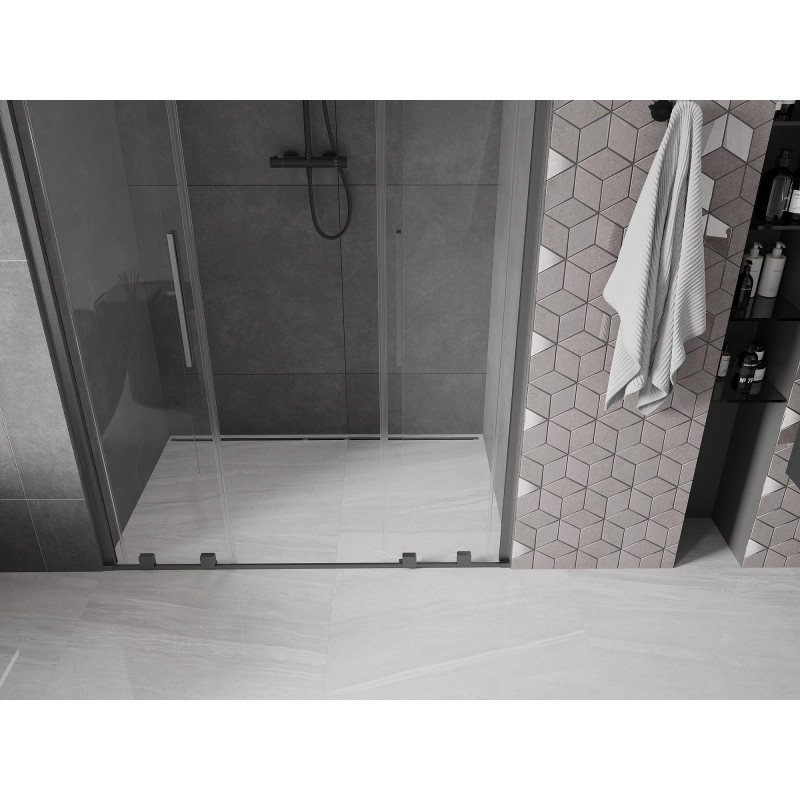 Mexen Velar Duo sliding shower doors 140 cm, transparent, gun gray brushed - 871-140-000-02-66