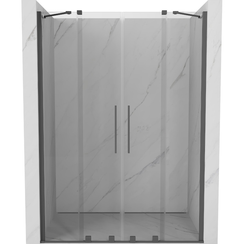 Mexen Velar Duo Sliding Shower Door 150 cm, Transparent, Brushed Gun Gray - 871-150-000-02-66