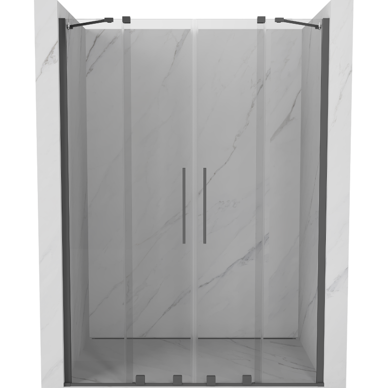Mexen Velar Duo sliding shower doors 150 cm, transparent, brushed gun gray - 871-150-000-02-66
