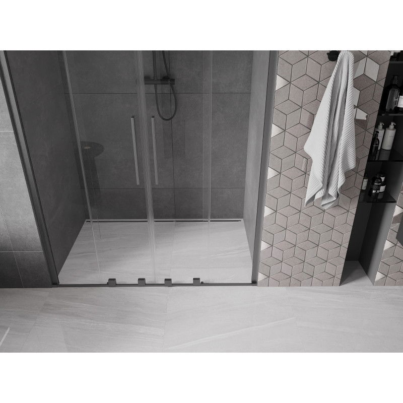 Mexen Velar Duo sliding shower doors 150 cm, transparent, brushed gun gray - 871-150-000-02-66