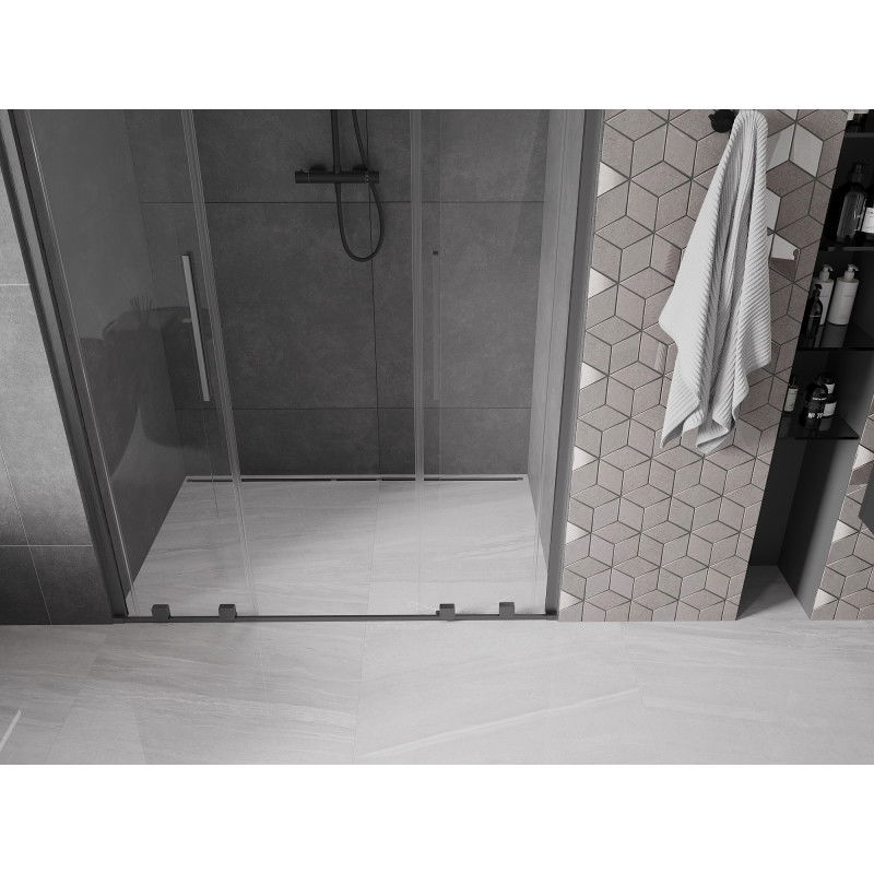 Mexen Velar Duo sliding shower doors 150 cm, transparent, brushed gun gray - 871-150-000-02-66