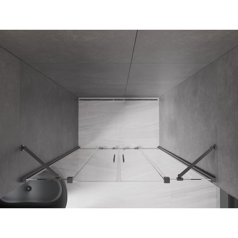 Mexen Velar Duo Sliding Shower Door 150 cm, Transparent, Brushed Gun Gray - 871-150-000-02-66