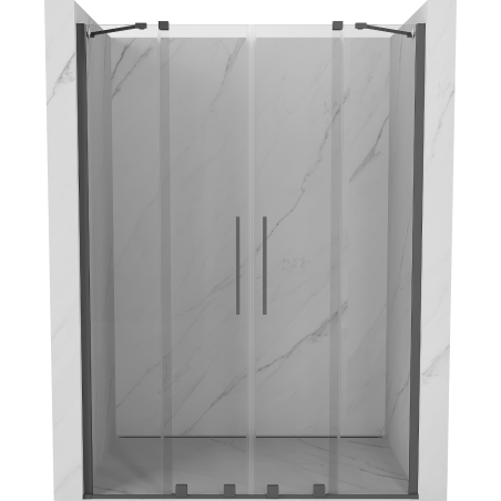Mexen Velar Duo sliding shower door 160 cm, transparent, brushed gun gray - 871-160-000-02-66