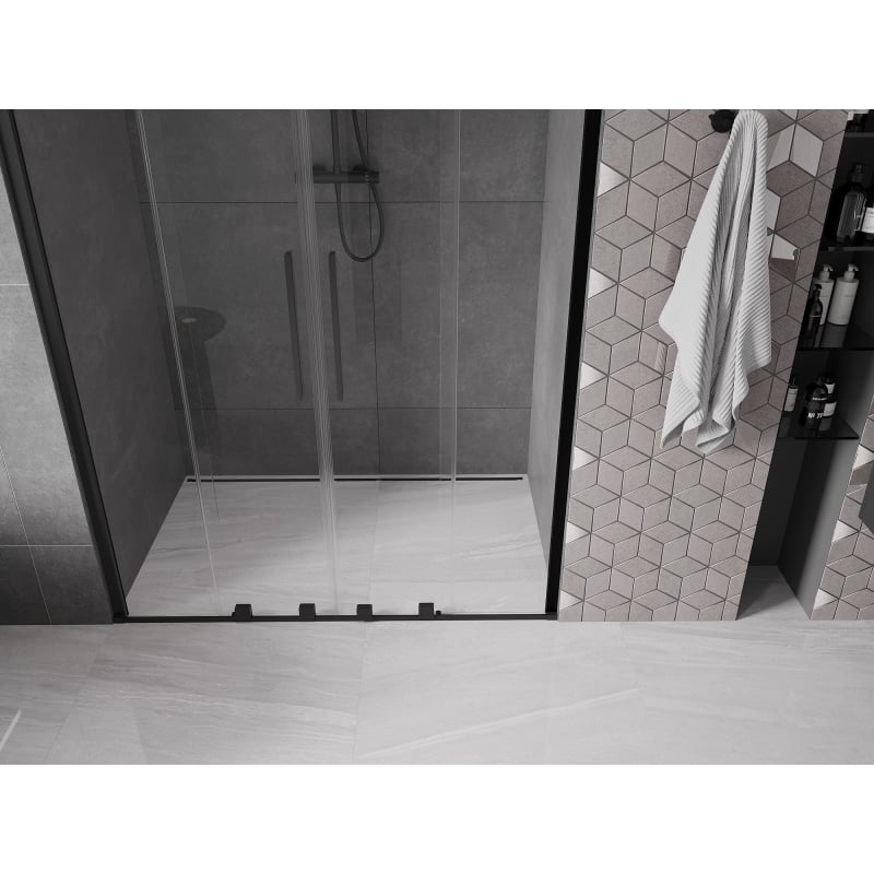 Mexen Velar Duo 140 cm Sliding Shower Doors, Transparent, Black - 871-140-000-02-70