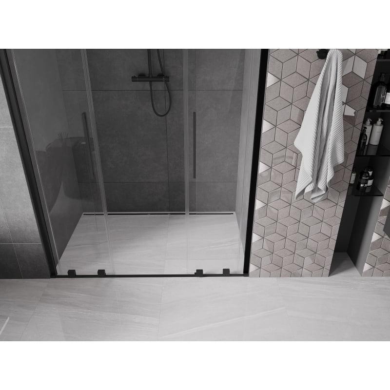Mexen Velar Duo 140 cm Sliding Shower Doors, Transparent, Black - 871-140-000-02-70