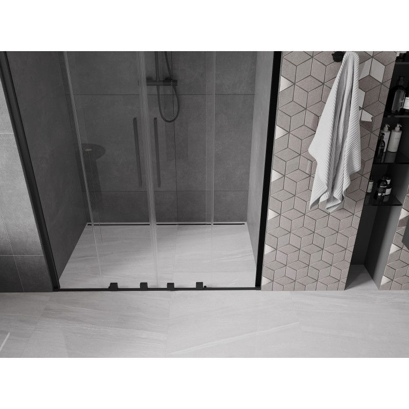 Mexen Velar Duo sliding shower door 160 cm, transparent, black - 871-160-000-02-70