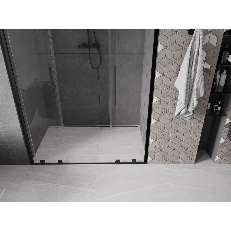 Mexen Velar Duo sliding shower door 160 cm, transparent, black - 871-160-000-02-70