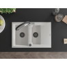 Mexen Gaspar granite sink 1.5-bowl with drainer and Duo kitchen faucet, white - 6507-20-671701-07-B