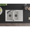 Mexen Gaspar granite sink 1.5-bowl with drainer and Duo kitchen tap, white - 6507-20-671701-07-B