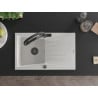 Mexen Cesar 1-compartment granite sink with a drip tray and kitchen mixer tap Duo, white - 6514-20-671701-70-B