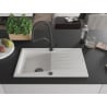 Mexen Cesar 1-compartment granite sink with a drip tray and kitchen mixer tap Duo, white - 6514-20-671701-70-B