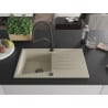Mexen Cesar granite kitchen sink 1-bowl with drainer and Duo kitchen faucet, beige - 6514-69-671701-70-B