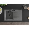 Mexen Cesar 1-bowl granite sink with drainer and Duo kitchen faucet, gray - 6514-71-671701-70-B
