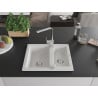 Mexen Carlos 1.5-bowl granite sink with Rita kitchen faucet, white - 6518-20-670300-00