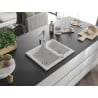Mexen Carlos 1.5-bowl granite kitchen sink with Rita tap, white - 6518-20-670300-00