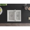 Mexen Carlos 1.5-bowl granite kitchen sink with Rita tap, white - 6518-20-670300-00