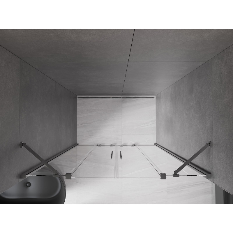 Mexen Velar Duo Sliding Shower Doors 170 cm, Transparent, Brushed Gun Gray - 871-170-000-02-66